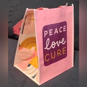 Pink 'Peace Love Cure' Tote Bag